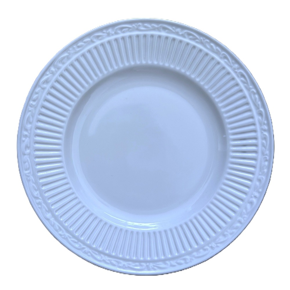 2 Mikasa Italian Countryside Salad Plates White Ribbed Stoneware DD900 8-5/8" - Picture 2 of 7